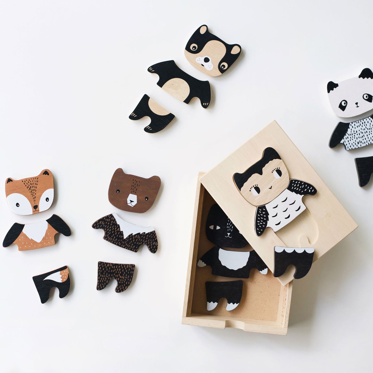 Mix & Match Wooden Animal Tiles - Brain Development