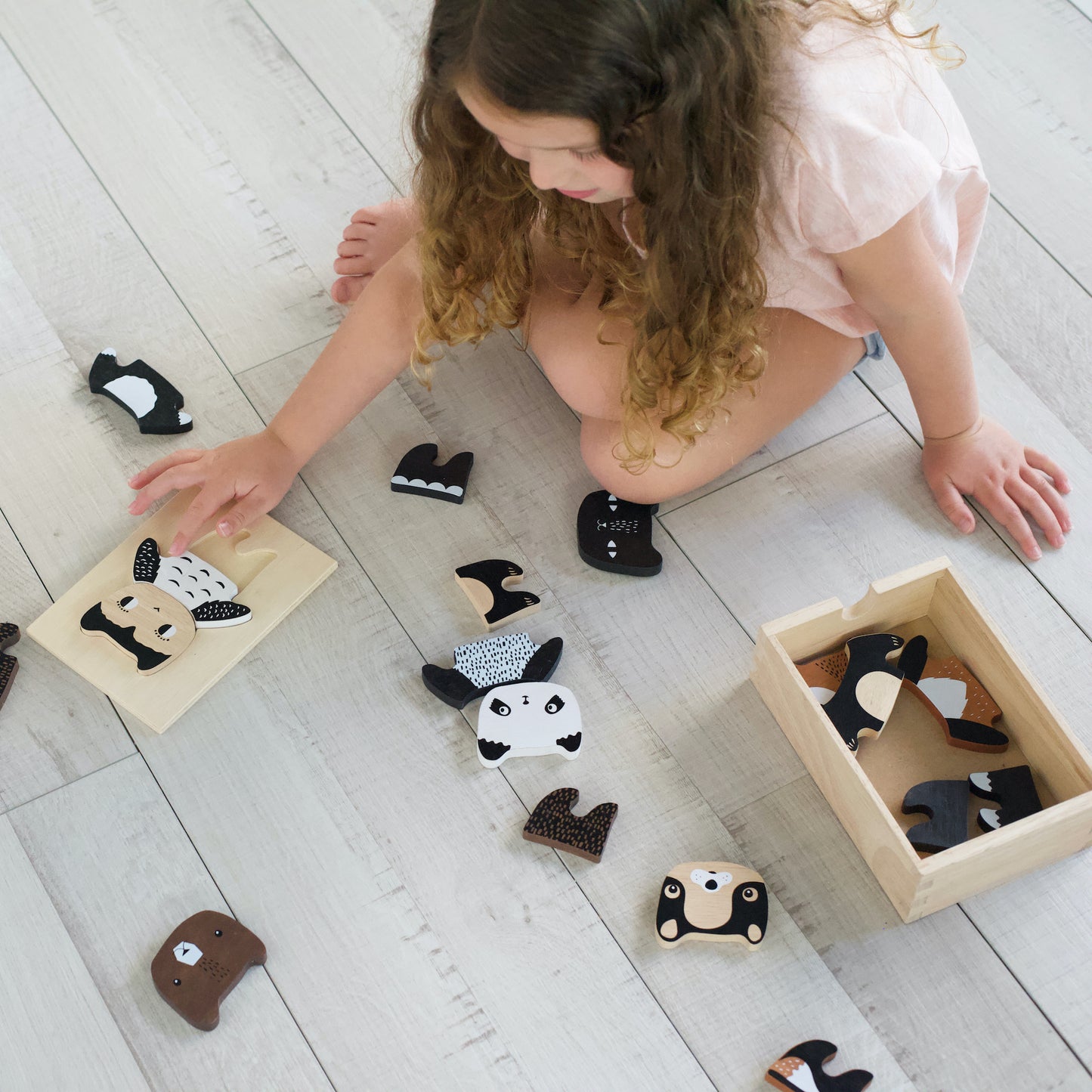 Mix & Match Wooden Animal Tiles - Brain Development