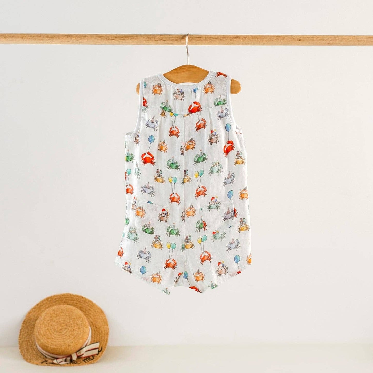 Summer Crabs Organic Muslin Romper