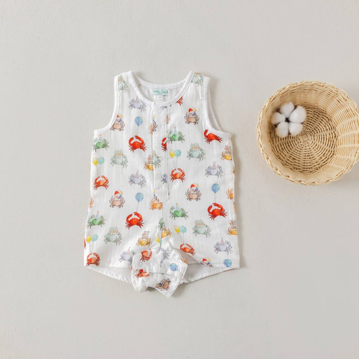 Summer Crabs Organic Muslin Romper