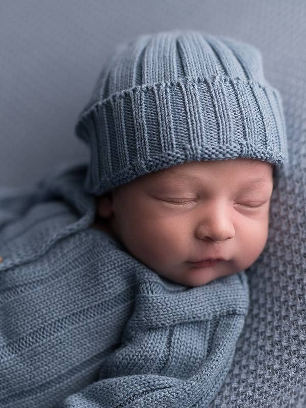 Baby Ribbed Hat - Light Indigo Blue