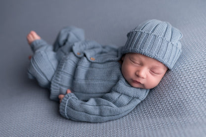 Baby Ribbed Hat - Light Indigo Blue