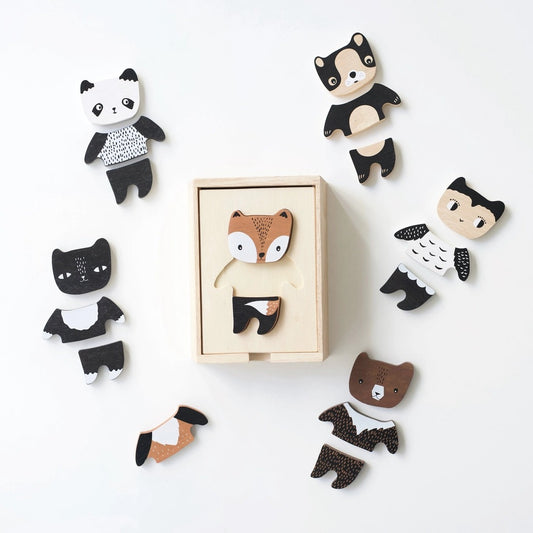 Mix & Match Wooden Animal Tiles - Brain Development