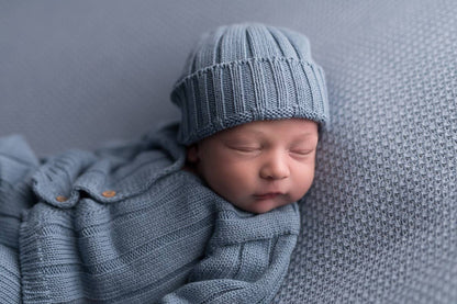 Baby Ribbed Hat - Light Indigo Blue